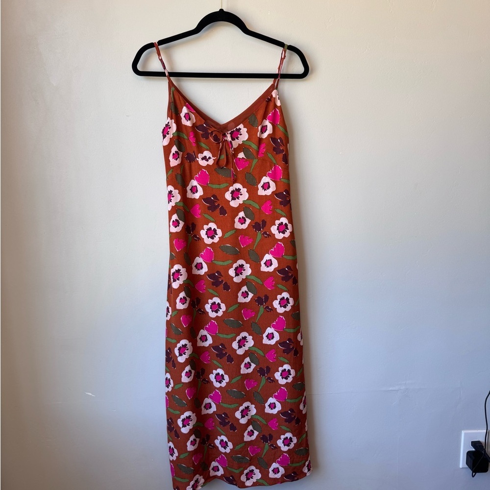 Frank And Oak orange & Pink flower print Sleeveless Spaghetti Strap Maxi Dress​